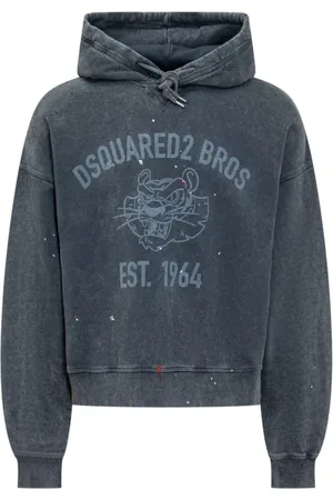 Dsquared2 Sweathshirts & Hoodies, Herre, Blå, L, Bomuld, Navy Hoodie med logo print