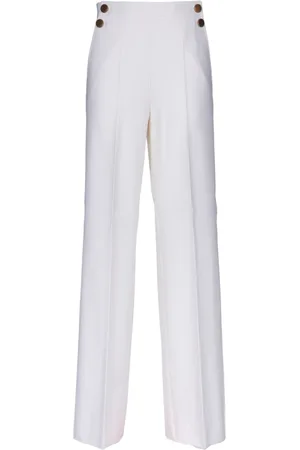 Max Mara Bukser, Dame, Hvid, M, Uld, Wide Leg Uldbukser