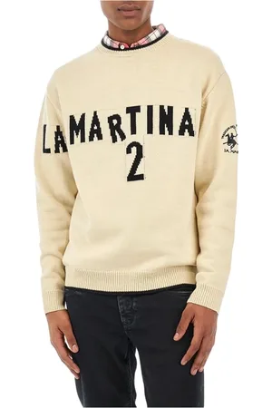 La Martina Strik, Herre, Hvid, S, Uld, Merinould Rundhalset Sweater