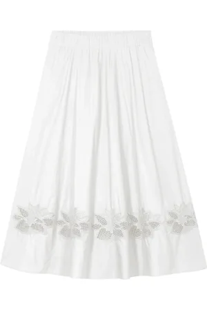 Luisa Cerano Nederdel, Dame, Hvid, L, Bomuld, Broderet A-line Nederdel