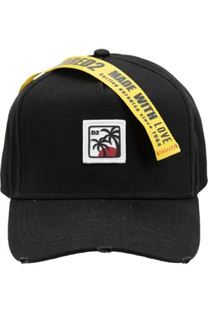 Dsquared2 Tilbehør, unisex, Sort, ONE SIZE, Bomuld, Stitched Logo Baseball Cap Fibbia