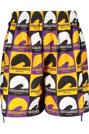 Dsquared2 Shorts, Herre, Flerfarvet, M, Polyester, Logo Mesh Bermuda Shorts med Elastisk Talje