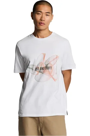 Lyle & Scott Top, Herre, Hvid, XL, Bomuld, 3D Line Graphic T-shirt