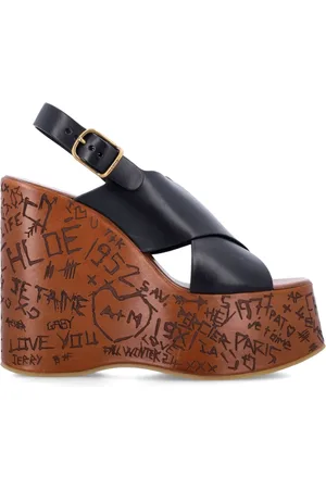 Chloé Sko, Dame, Sort, 40 EU, Læder, Maxime Wedge Sandaler