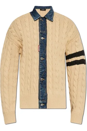 Dsquared2 Strik, Herre, , 2XL, Denim, Cardigan med denimindsatser