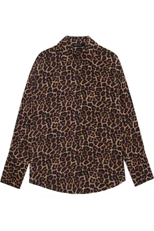 ANINE BING Bluser & Skjorter, Dame, Brun, M, Elegant Leo Print Skjorte Bridget