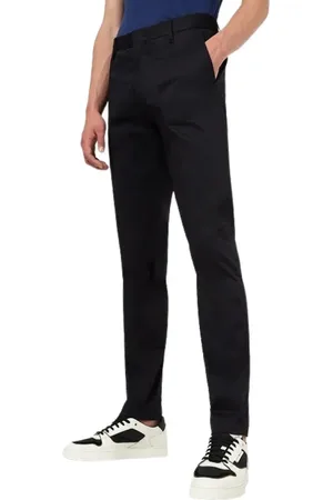 Emporio Armani Bukser, Herre, Blå, XL, Uld, Stilfulde Bukser