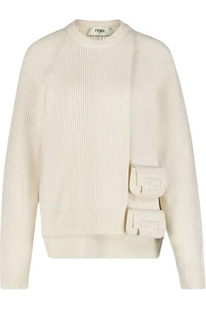 Fendi Strik, Dame, , S, Uld, Lomme-detaljeret uld-cashmere jumper