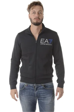 EA7 Sweathshirts & Hoodies, Herre, Blå, 2XL, Bomuld, Sweaters I Blå