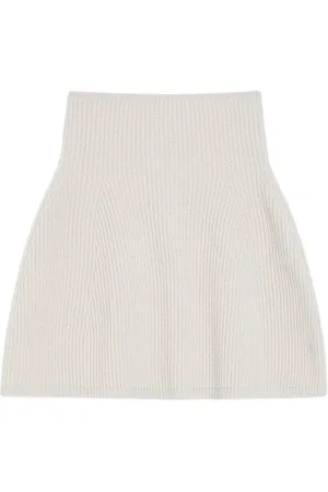 Max Mara Nederdel, Dame, Hvid, L, Uld, Uld Cashmere Ribstrikket Cape