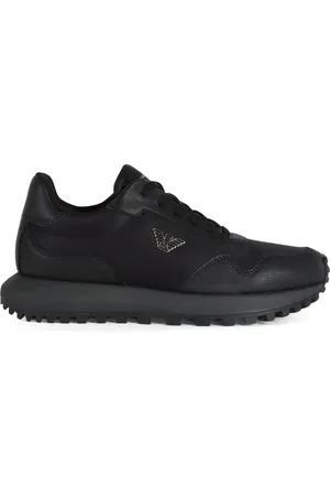 Emporio Armani Sko, Herre, Sort, 41 EU, Læder, Sneakers i læder og teknisk stof