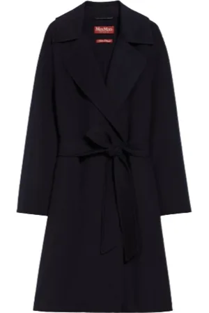 Max Mara Frakke, Dame, Sort, L, Uld, Sort uldblandingsfrakke med bred revers