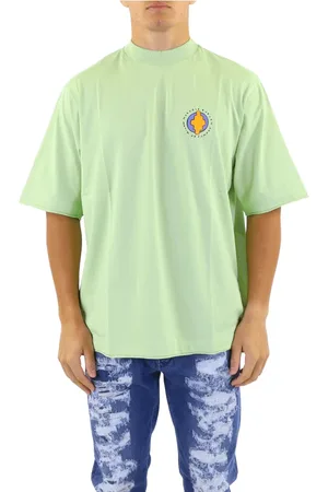 MARCELO BURLON Top, Herre, Grøn, S, Bomuld, Sunset Bird DBL Hem Over Tee