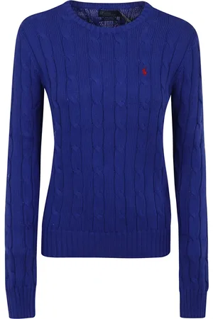 Ralph Lauren Strik, Dame, Blå, M, Bomuld, Blå Bomuldssweater Stilfuldt Design