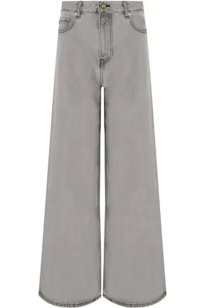 Ganni Jeans, Dame, Grå, W28, Bomuld, Fremtidige Grå Brede Ben Jeans