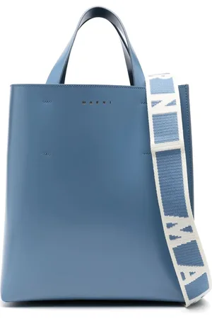 Marni Taske, Dame, Blå, ONE SIZE, Læder, Læder Tote Bag med Logo