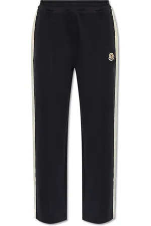 Moncler Bukser, Dame, Blå, M, Bomuld, Side-stripe sweatpants
