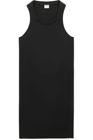 Courrèges Kjole, Dame, Sort, M, Polyester, Holistic Twill Midi Kjole