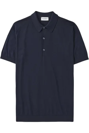 JOHN SMEDLEY Top, Herre, Blå, S, Denim, Navy Strikket Polo Shirt Adrian