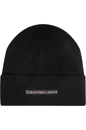 Calvin Klein Tilbehør, Dame, Sort, ONE SIZE, Bomuld, Inst Embro Beanie