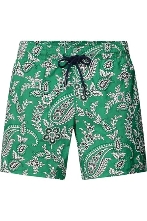 Etro Badetøj, Herre, Grøn, S, Paisley Print Logo Badeshorts