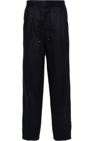 Brunello Cucinelli Bukser, Herre, Blå, 2XL, Uld, Uld Plisserede Bukser
