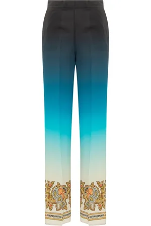 Etro Bukser, Dame, Blå, L, Wide Bukser