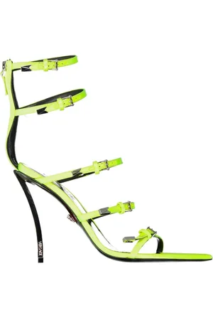 VERSACE Sko, Dame, Grøn, 37 EU, Læder, Silke Spidse Tå Multi-Spænde Sandaler