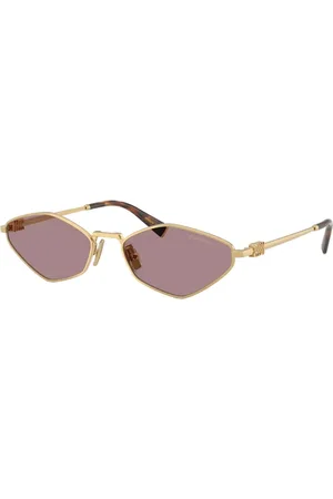 Miu Miu Tilbehør, Dame, Gul, 56 MM, Uld, Metal Solbriller Stilfuld Sommer Chic