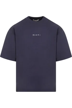 Marni Top, Herre, Blå, XL, Bomuld, Blå Bomuld Logo T-Shirt