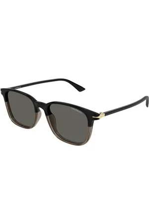 Montblanc Tilbehør, unisex, Sort, 52 MM, Uld, Stilfulde sorte solbriller med grå glas