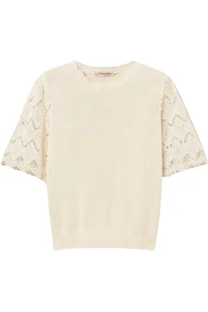 Twin-Set Bluser & Skjorter, Dame, , XS, Linned, Jacquard Linnedstriktrøje