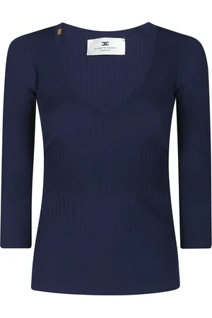Elisabetta Franchi Strik, Dame, Blå, 2XS, Strik Sweater