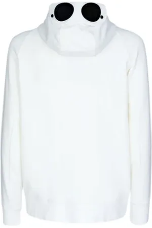 C.P. Company Sweathshirts & Hoodies, Herre, Hvid, 2XL, Bomuld, Diagonal Raised Fleece Goggle Hoodie