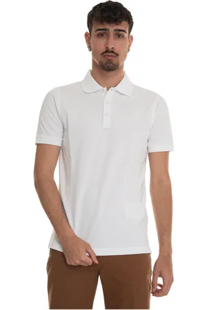 FAY Top, Herre, Hvid, XL, Bomuld, Logo Polo Shirt i tekstureret stof