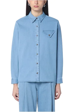 THE GARMENT Bluser & Skjorter, Dame, Blå, XS, Uld, Langærmet skjorte