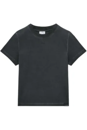 Courrèges Top, Dame, Sort, S, Bomuld, Grå Fashion T-shirt Luxe Mode