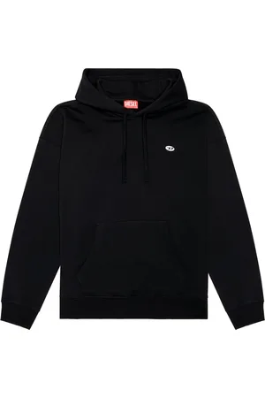 Diesel Sweathshirts & Hoodies, Herre, Sort, XL, Bomuld, Hoodie med Ovalt D-Mærke