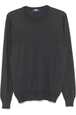 FEDELI Strik, Herre, Grå, XL, Cashmere, Cashmere Silk Grå Sweater