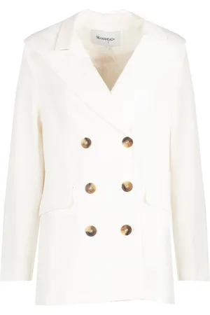 Silvian Heach Jakke, Dame, Hvid, 3XS, Uld, Buttoned Navy Blazer