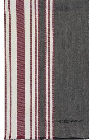 Emporio Armani Tilbehør, Herre, Flerfarvet, ONE SIZE, Bomuld, Jacquard Tørklæde med Flosser