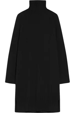 Max Mara Kjole, Dame, Sort, S, Uld, Luksuriøs uldkjole med høj hals