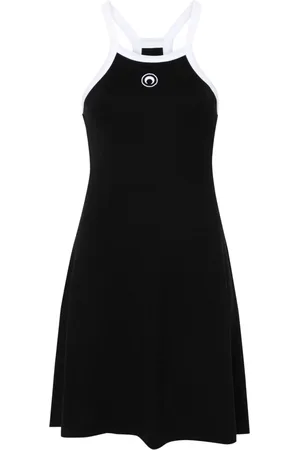 Marine Serre Kjole, Dame, Sort, XS, Bomuld, Bomuld Mini Kjole med Logo Broderi