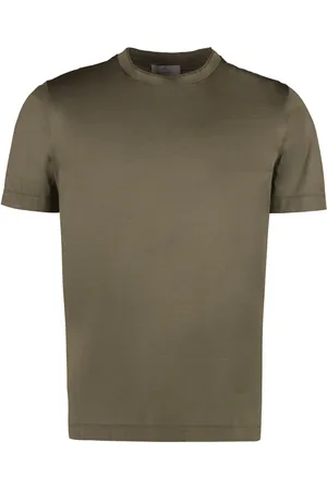 CANALI Top, Herre, Grøn, S, Bomuld, Ribbet bomulds T-shirt med rund hals