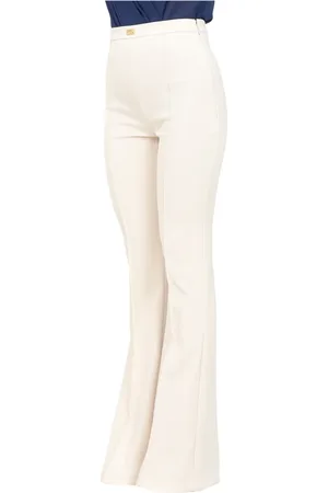 Elisabetta Franchi Bukser, Dame, Gul, XL, Elegante hvide bukser med svaj