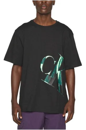 Calvin Klein Top, Herre, Sort, L, Bomuld, Real Slanted Hypnotic Tee