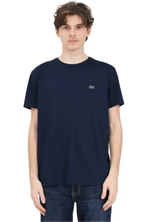 Lacoste Top, Herre, Blå, 4XL, Bomuld, Crew Neck Pima Bomulds T-shirt