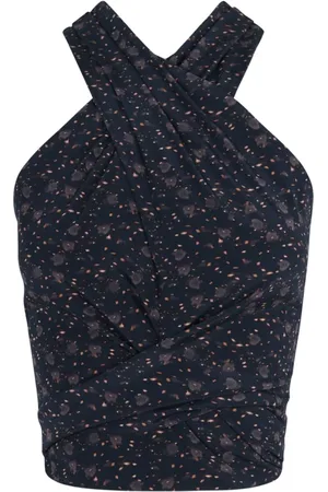 Cortana Top, Dame, Sort, M, Halter Top i Silk Stretch Hedy Print