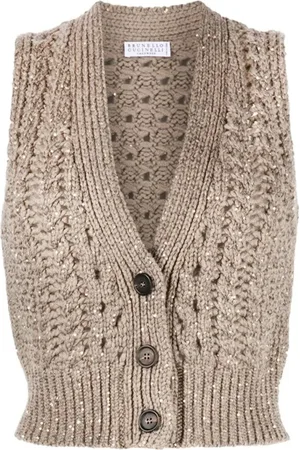 Brunello Cucinelli Strik, Dame, , S, Cashmere, Cashmere Sequin Sweater Vest