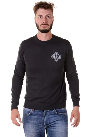 VERSACE Strik, Herre, Grå, XL, Uld, Hyggelig Striktrøje